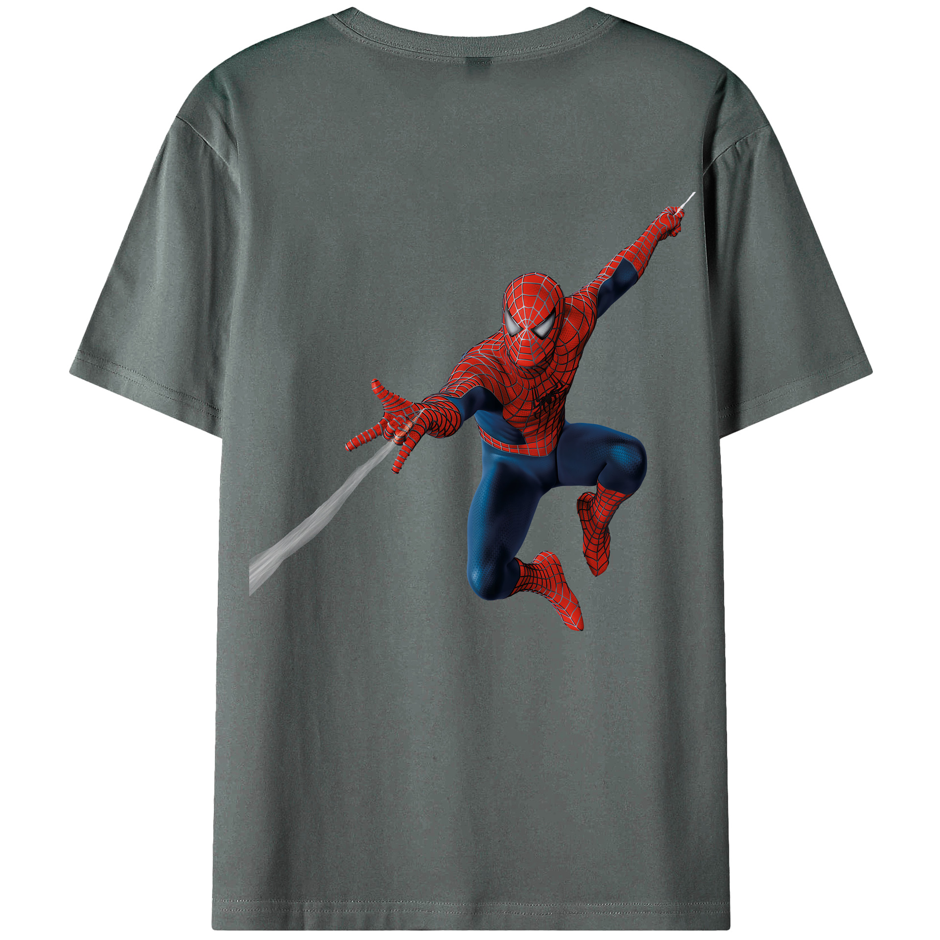 （画像用） Spider Man スパイダーマン 綿100％ メンズ半袖Tシャツ（バックプリント） 通気性